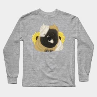 Fawn Pied American Bully with Sunflowers Long Sleeve T-Shirt